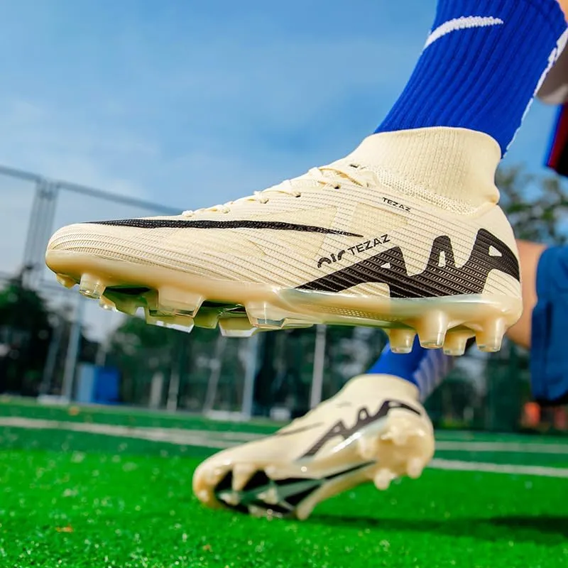 Men's Soccer Shoes Football Cleats High-Tops Lace-Up Non-Slip Spikes Outdoor AG/FG Baseball Lacrosse Rugby Combat Boots Shoes Size 4.5-11