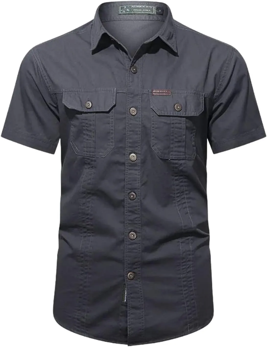 Men's Thin Short Sleeved Shirts Outdoor Work Clothes Multi Bag Half Sleeved Tops Pure Cotton Washed Shirts
