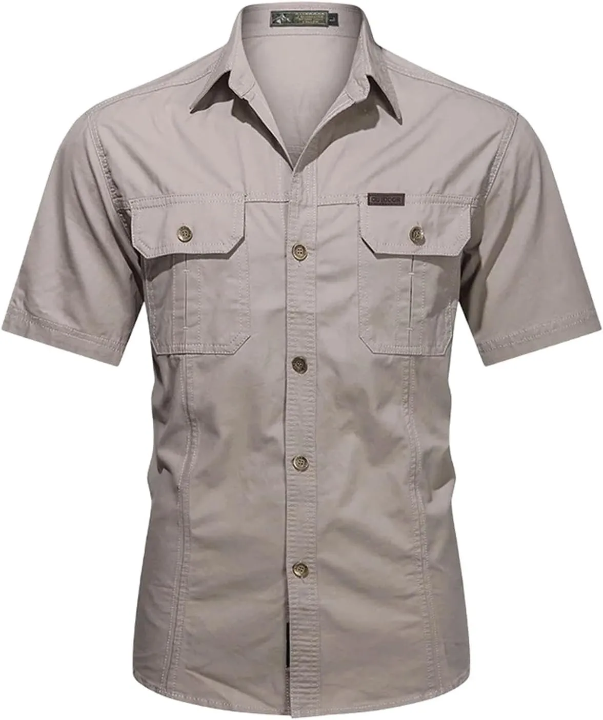 Men's Thin Short Sleeved Shirts Outdoor Work Clothes Multi Bag Half Sleeved Tops Pure Cotton Washed Shirts