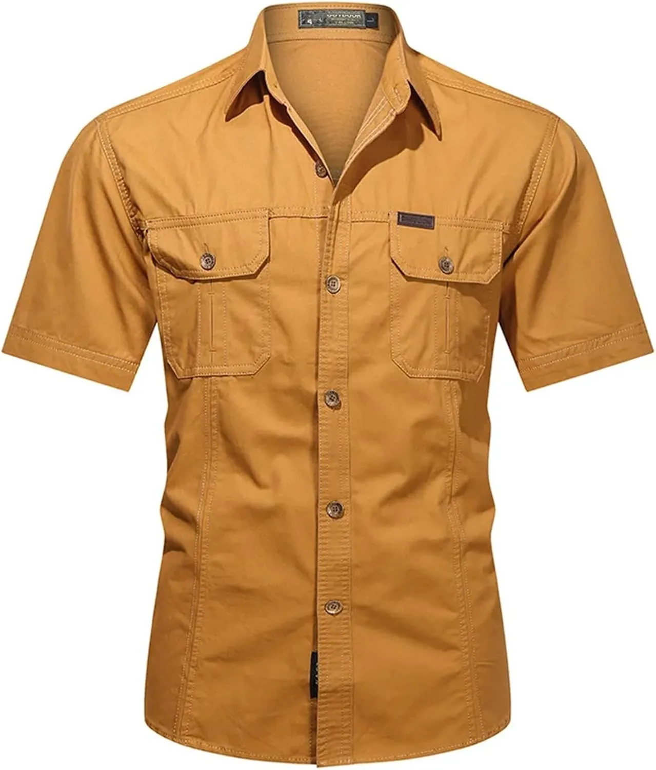 Men's Thin Short Sleeved Shirts Outdoor Work Clothes Multi Bag Half Sleeved Tops Pure Cotton Washed Shirts