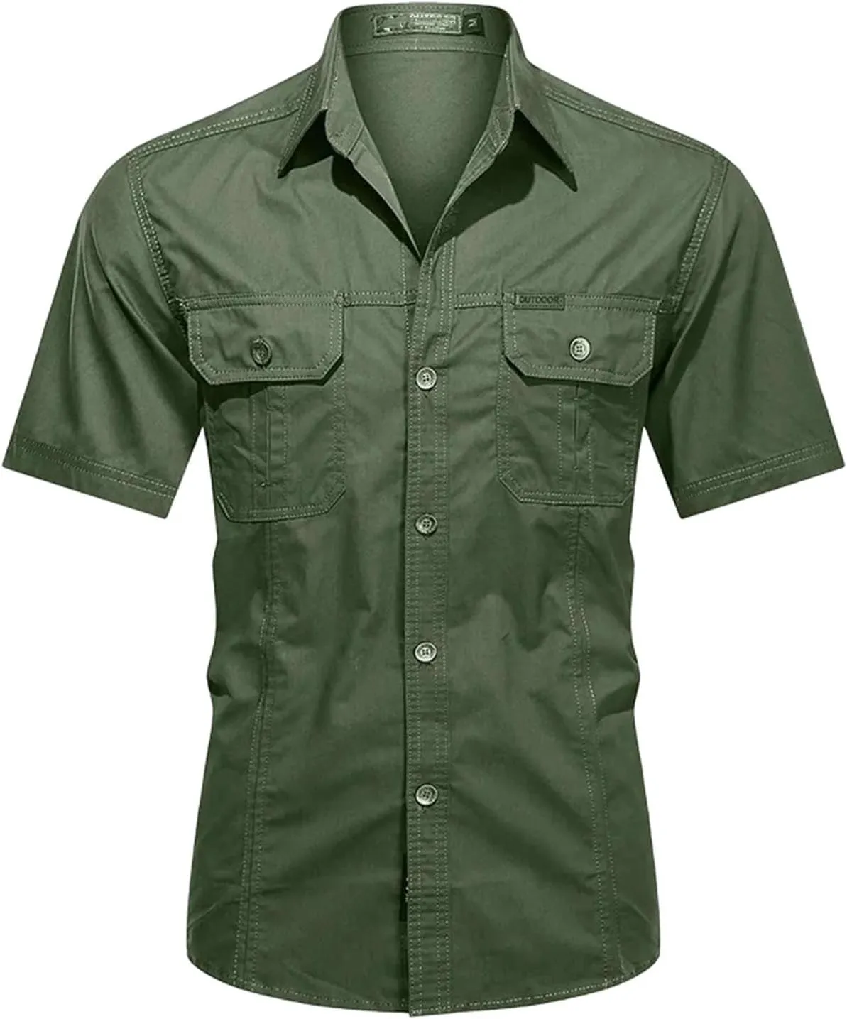 Men's Thin Short Sleeved Shirts Outdoor Work Clothes Multi Bag Half Sleeved Tops Pure Cotton Washed Shirts