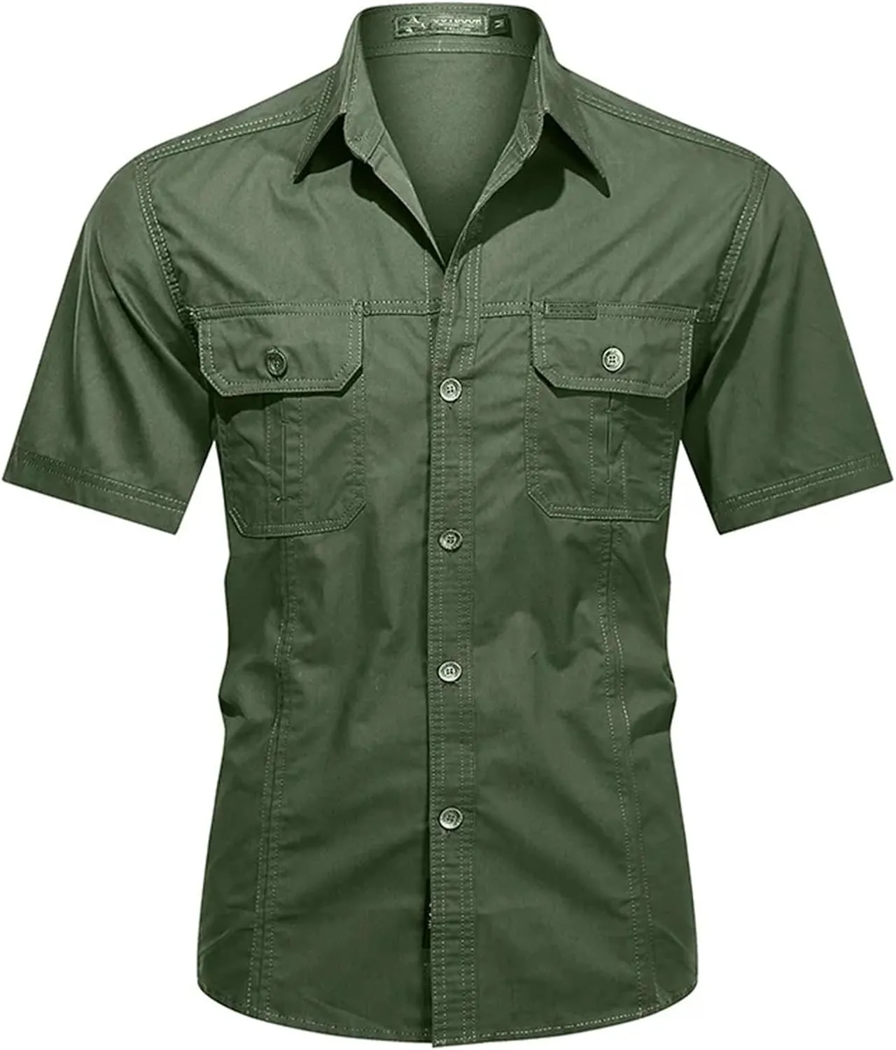 Men's Thin Short Sleeved Shirts Outdoor Work Clothes Multi Bag Half Sleeved Tops Pure Cotton Washed Shirts