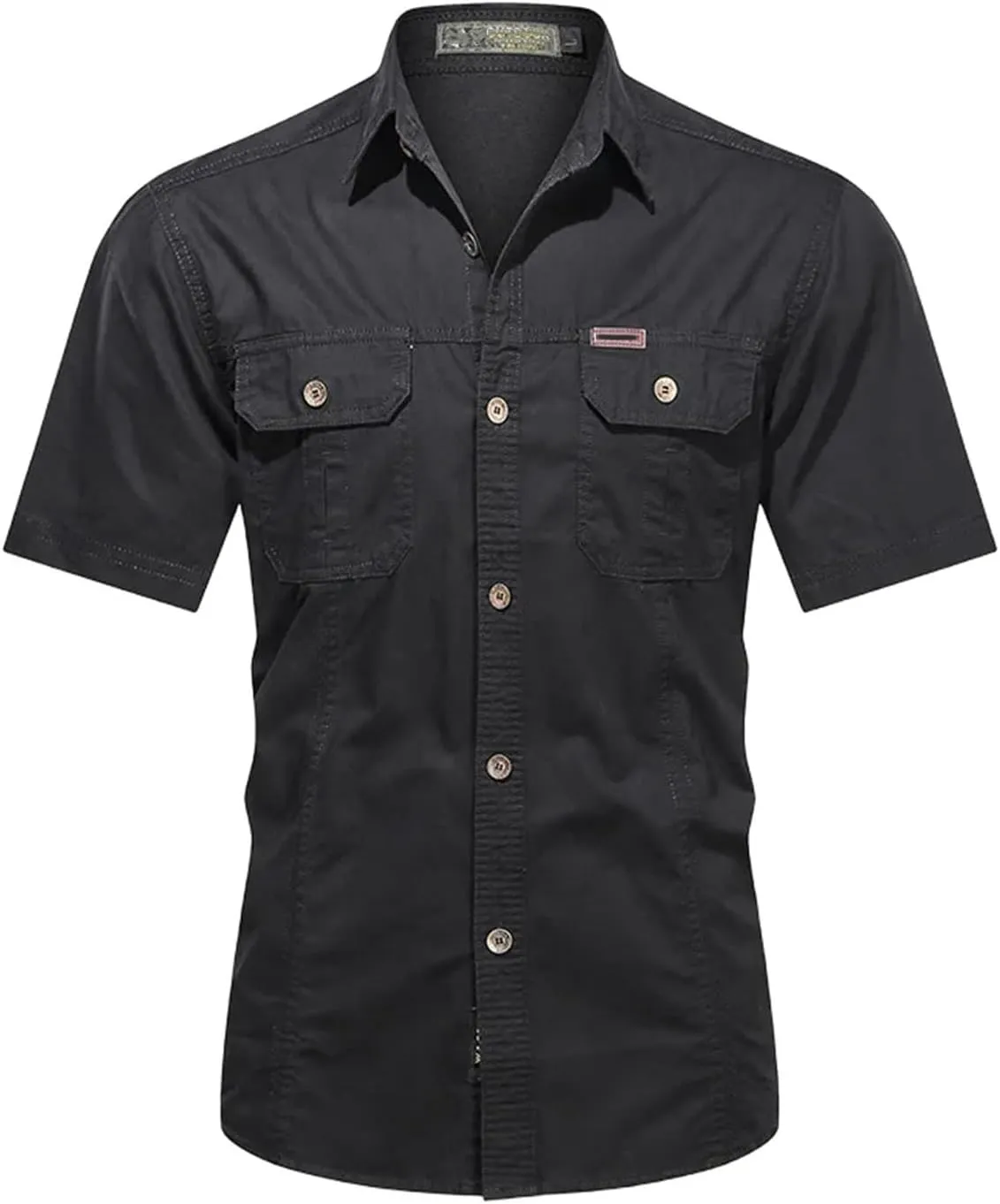 Men's Thin Short Sleeved Shirts Outdoor Work Clothes Multi Bag Half Sleeved Tops Pure Cotton Washed Shirts