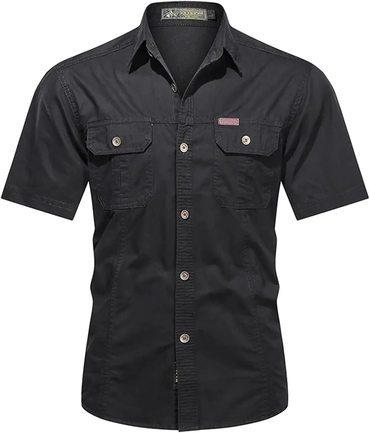 Men's Thin Short Sleeved Shirts Outdoor Work Clothes Multi Bag Half Sleeved Tops Pure Cotton Washed Shirts