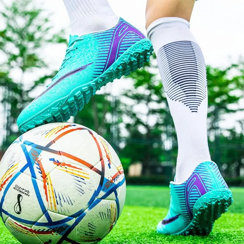 Men's Womens Soccer Shoes Football Cleats High-Tops Lace-Up Non-Slip Spikes Outdoor AG/FG Baseball Lacrosse Rugby Combat Boots