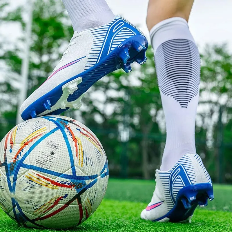 Men's Womens Soccer Shoes Football Cleats High-Tops Lace-Up Non-Slip Spikes Outdoor AG/FG Baseball Lacrosse Rugby Combat Boots