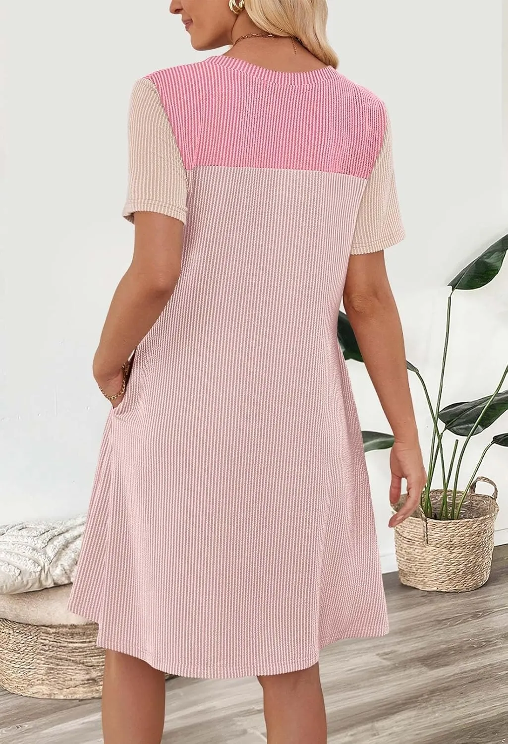 MEROKEETY Women's 2025 Spring Summer Mini Dresses Casual Short Sleeve Crewneck T Shirt Shift Dress