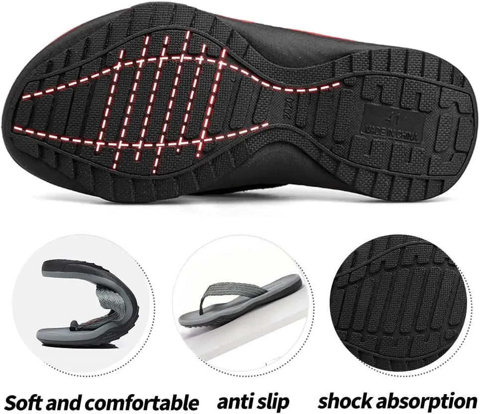MGGMOKAY Men's Flip Flops Sandal Comfortable Thong Sandals Arch Support Casual T-Strap Sandals for Men Summer Beach Slides Shoes