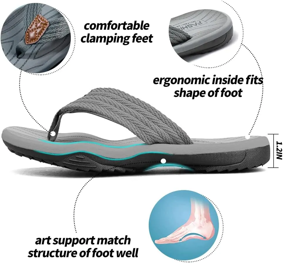 MGGMOKAY Men's Flip Flops Sandal Comfortable Thong Sandals Arch Support Casual T-Strap Sandals for Men Summer Beach Slides Shoes