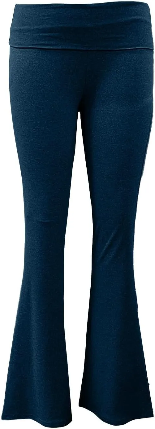 Miyaomn Women's Flare Leggings Fold Over Yoga Pants Y2K Low Rise Wide Leg Bell Bottom Sweatpants Soft Bootcut Skinny Leggings