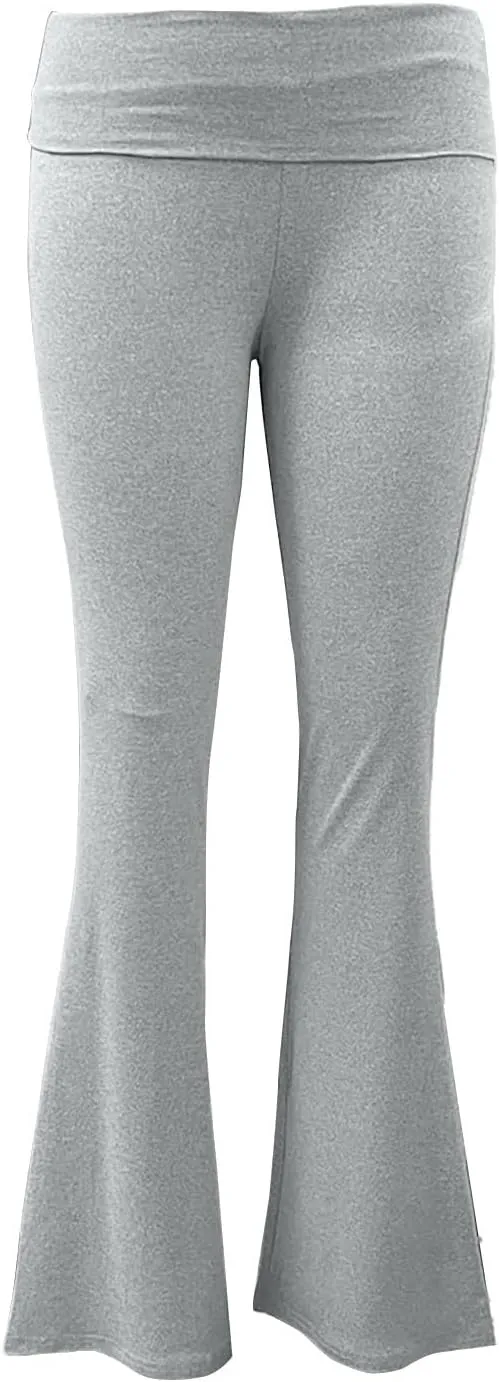 Miyaomn Women's Flare Leggings Fold Over Yoga Pants Y2K Low Rise Wide Leg Bell Bottom Sweatpants Soft Bootcut Skinny Leggings