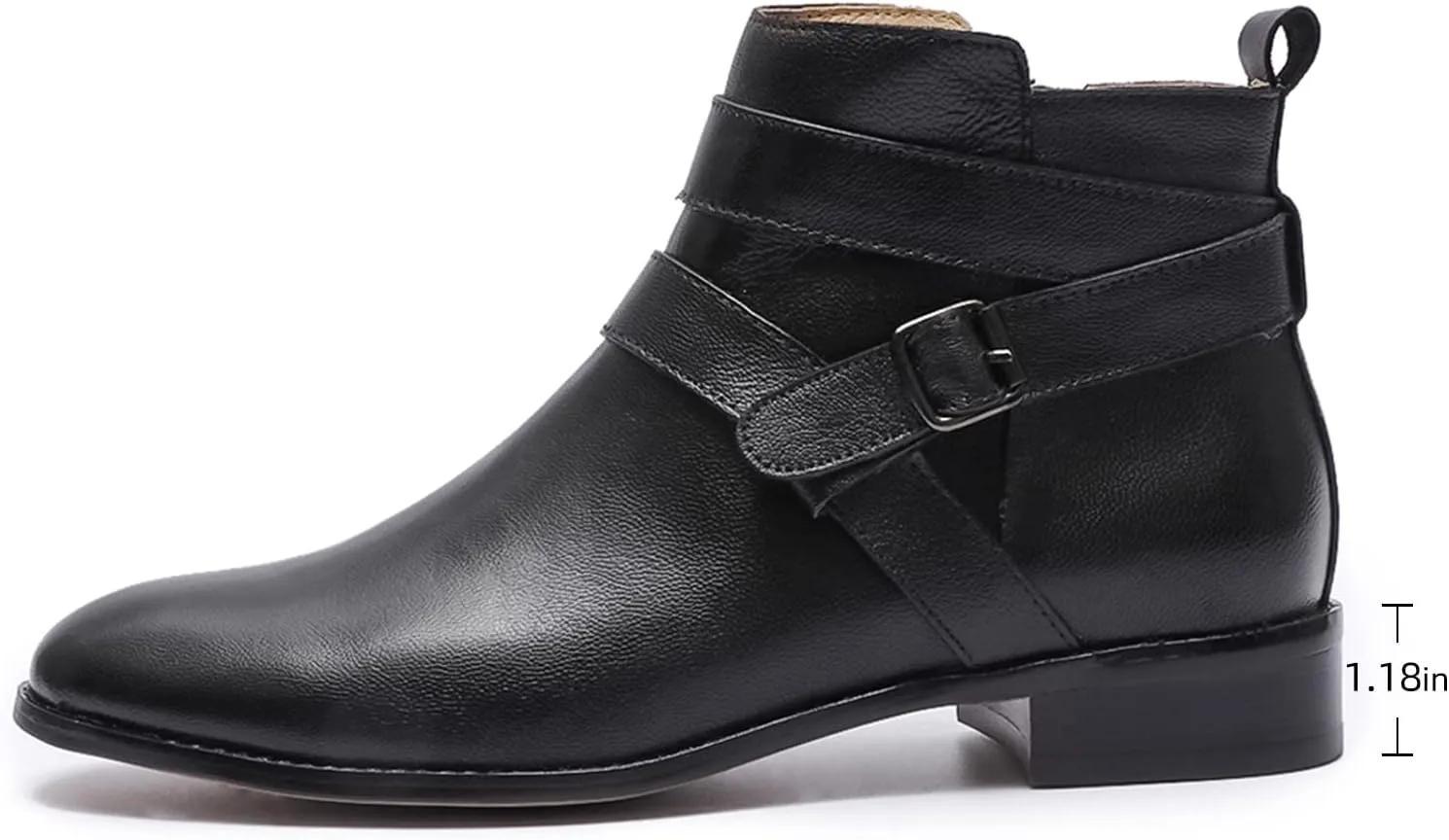 Mona flying Womens Leather Booties Ankle Boots with Side Zippers Low Heel Short Engineer Boots for Ladies