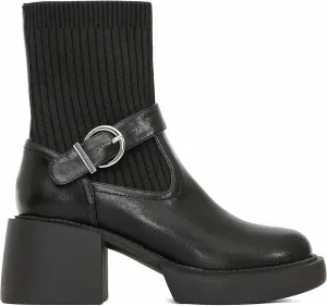 Mousse Fit Women's Two Tone Strap Ankle Boots - Casual Comfortable Booties with Arch Support, Non-Slip Sole