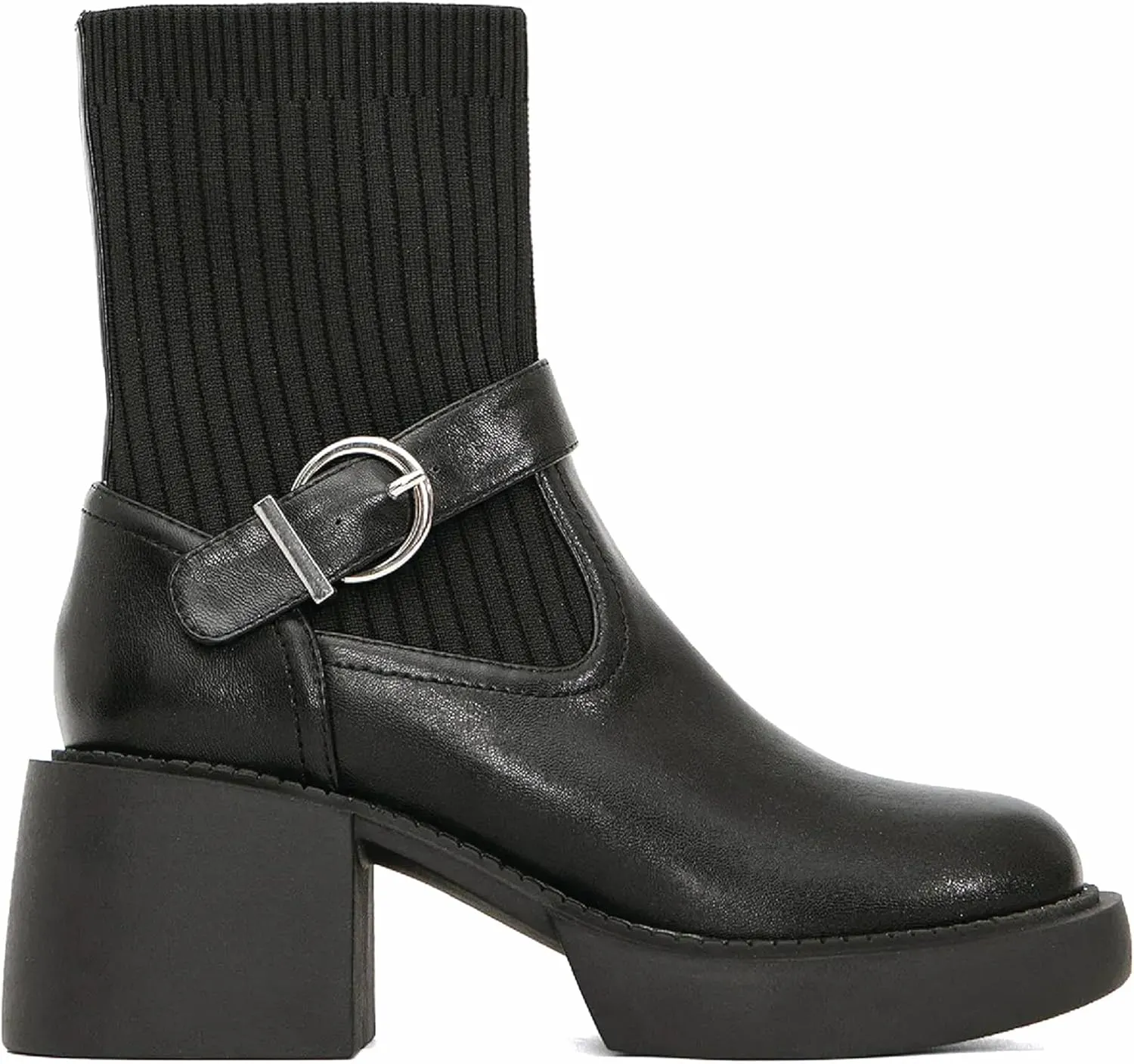 Mousse Fit Women's Two Tone Strap Ankle Boots - Casual Comfortable Booties with Arch Support, Non-Slip Sole