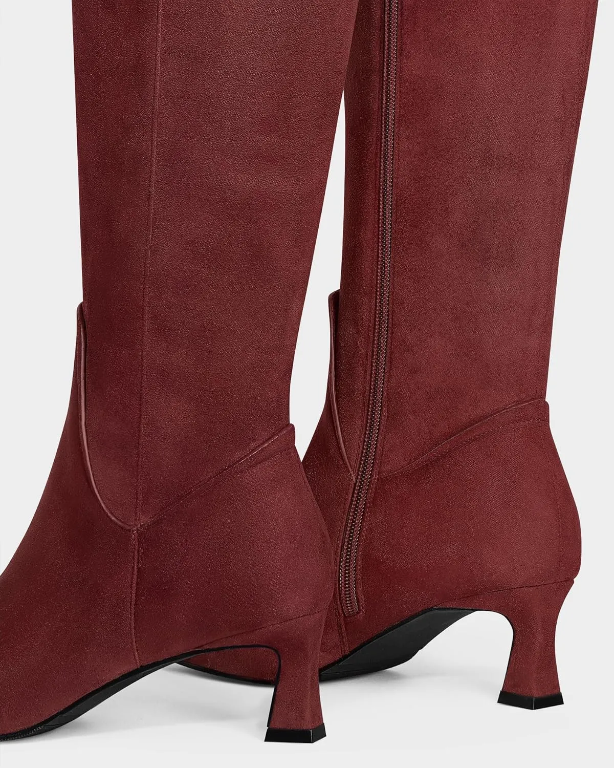 MUCCCUTE Knee High Boots for Women Kitten Heel Tall Boots Pointed Toe Slip On Sexy Fashion Long Botas with Full Side Zipper
