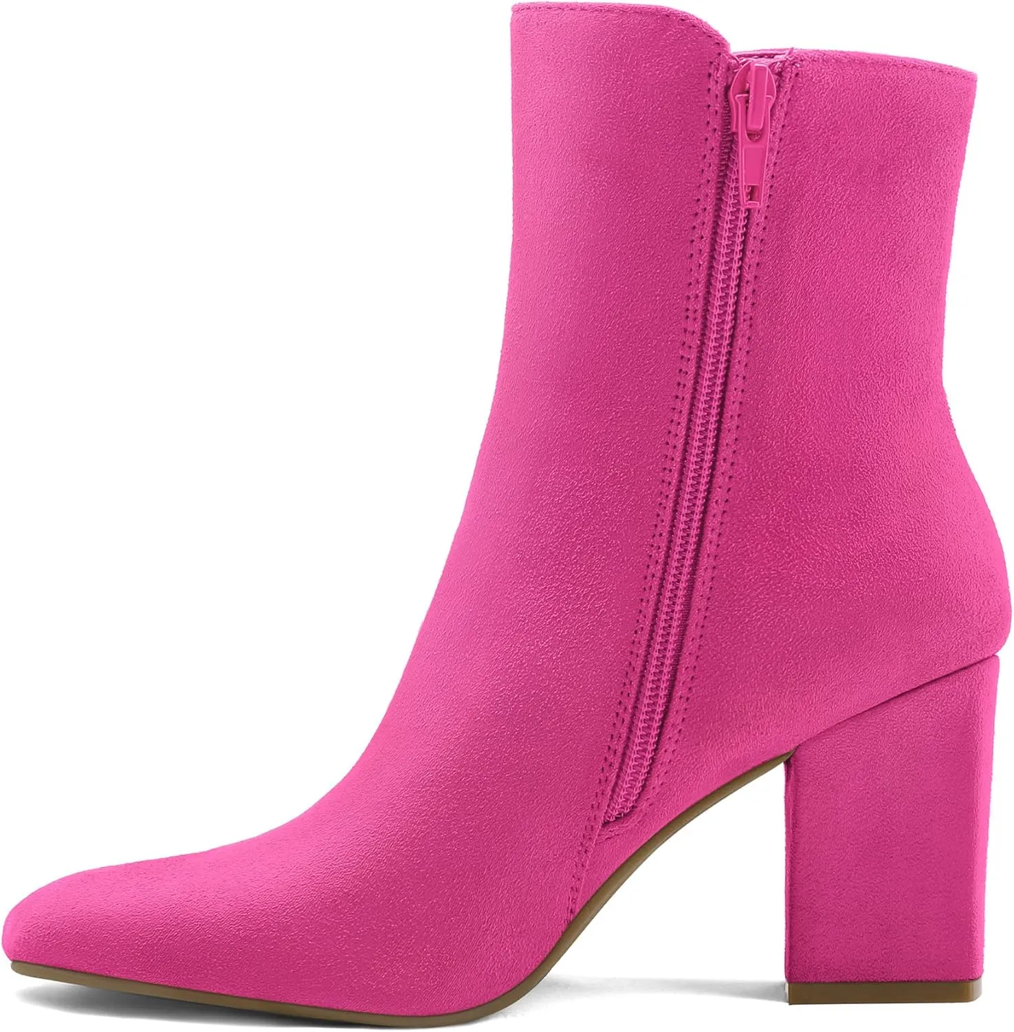 mysoft Women's Ankle Boots Square Toe Side Zipper GoGo Boots Chunky Block Heel Mid Calf Low Heeled Short Booties