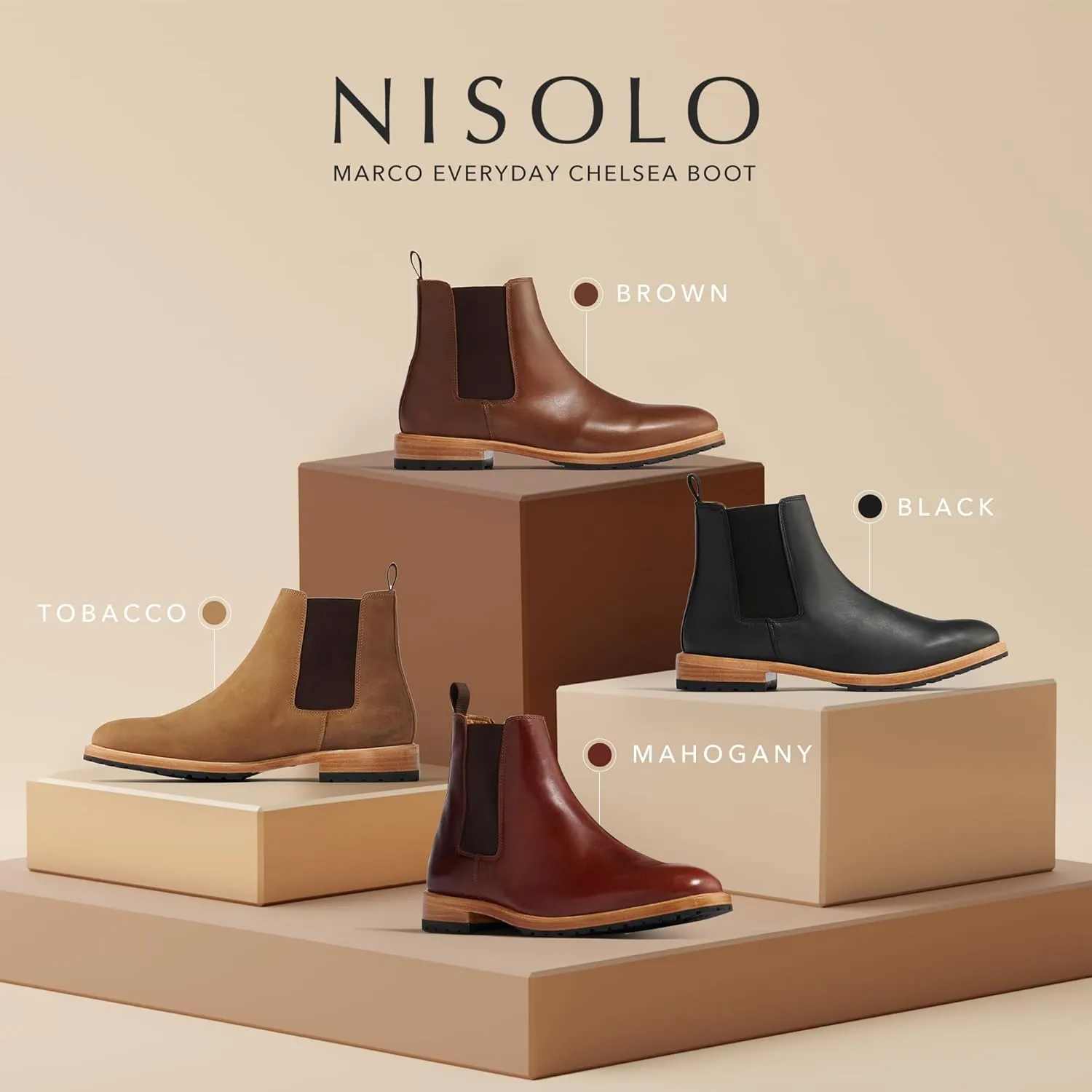 Nisolo Men's Marco Everyday Chelsea Boots, Designed for Casual & Any Occasion, 1" Heel Height, Soft Leather Construction, Cushioned Memory Foam Insole for Comfort, Slip-Proof, True to Size