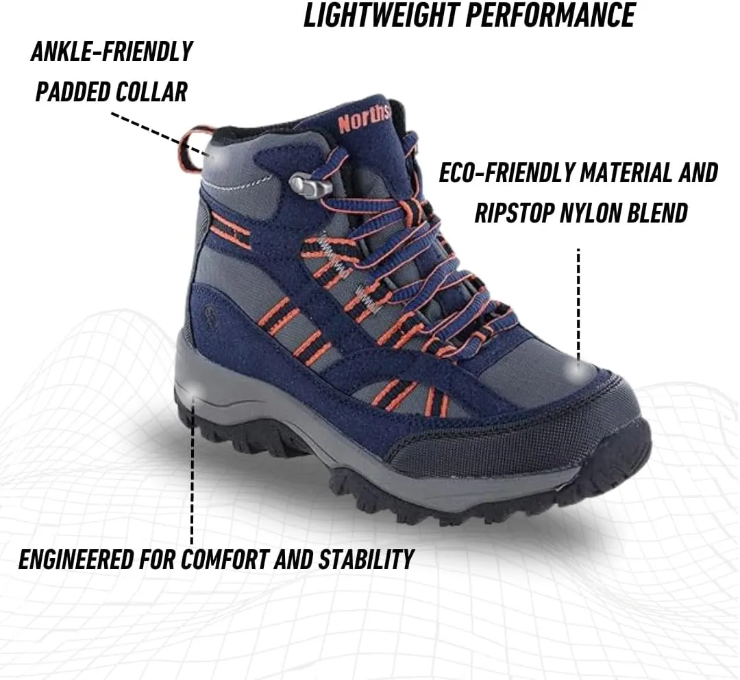 Northside Unisex-Child Rampart Mid Hiking Boots - Lightweight Performance | Suede/Ripstop Nylon Moisture-Wicking Quick Lace-Up Durable TPR Outsole | Kids Hiking Adventure Essential