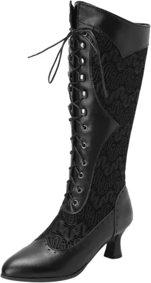 NueiVeiuo Women Vintage Victorian 70s Boots Lace Up