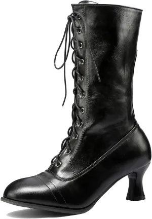 NueiVeiuo Women Vintage Victorian Boots 70s Lace Up
