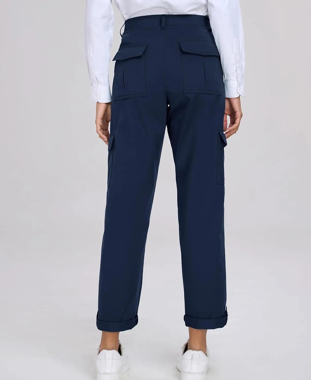 Oalka Women's Hiking Cropped Capri Pants Relaxed Fit Stretchy Knit Waist Casual Outdoor Travel Pant