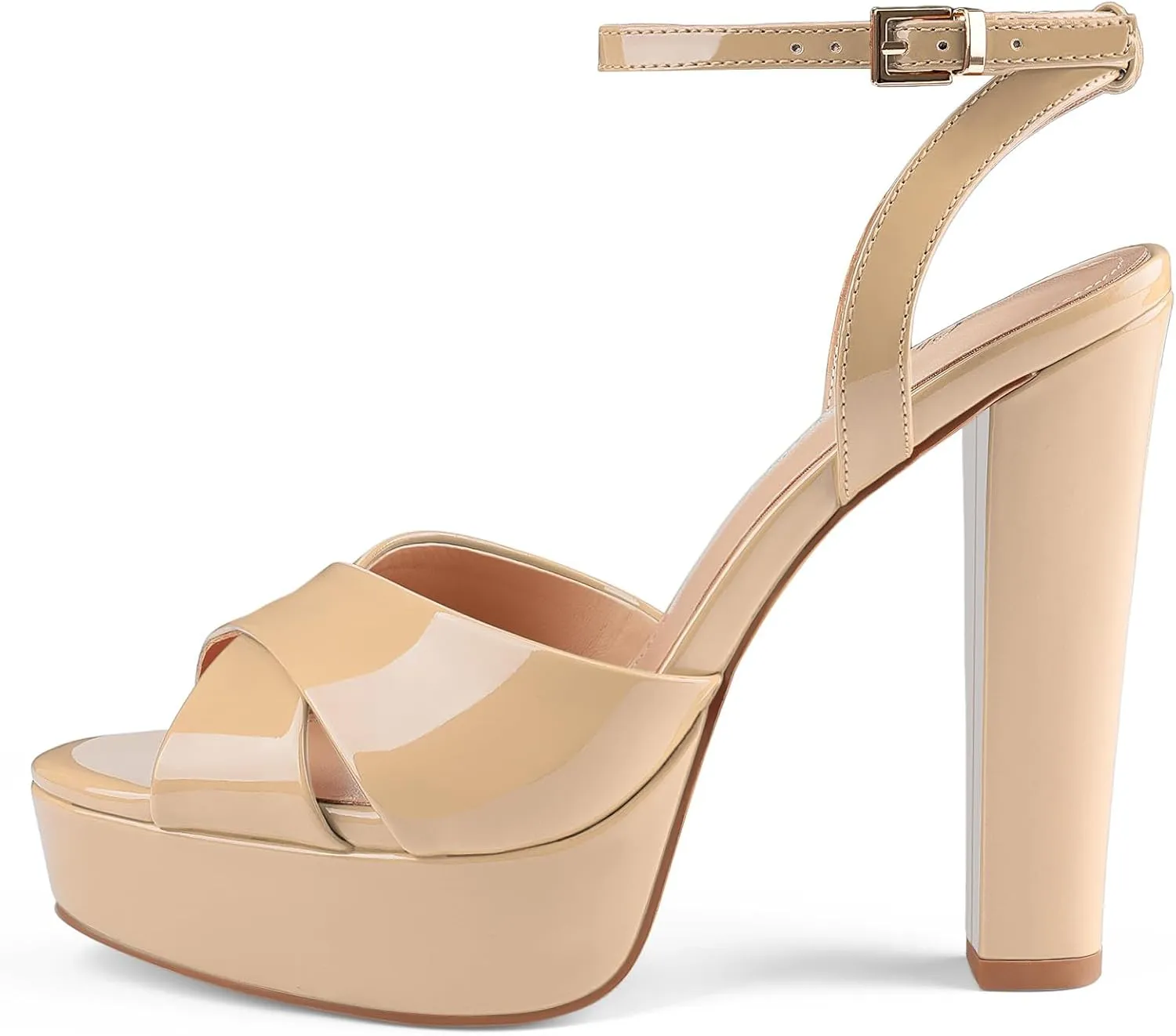 Oh Mispares Block High Heel Sandals for Women Peep Toe Platform Cross Strappy Sexy Heeled Gold Slingback Heels for Dress Jeans Summer Weddings
