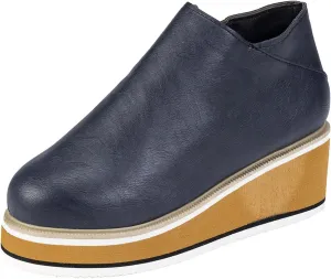 oiangi Wedge Ankle Boots for Women Platform Vintage Round Toe Closed Toe Side Zipper High Heel Booties Solid Color Casual Comfortable Ladies Shoes
