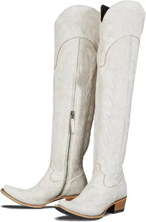 olomisa Over the Knee Cowboy Boots for Women Embroidery Cowgirl Boots Chunky Heel Side Zipper Boots Thigh High Western Boots