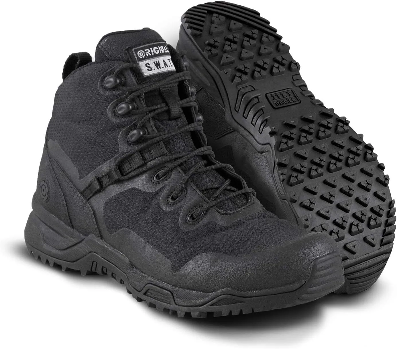 Original S.W.A.T.® Alpha Fury 6" Lace-Up Work Shoes for Men – Polyester Mesh and PU Construction – Gusseted Tongue