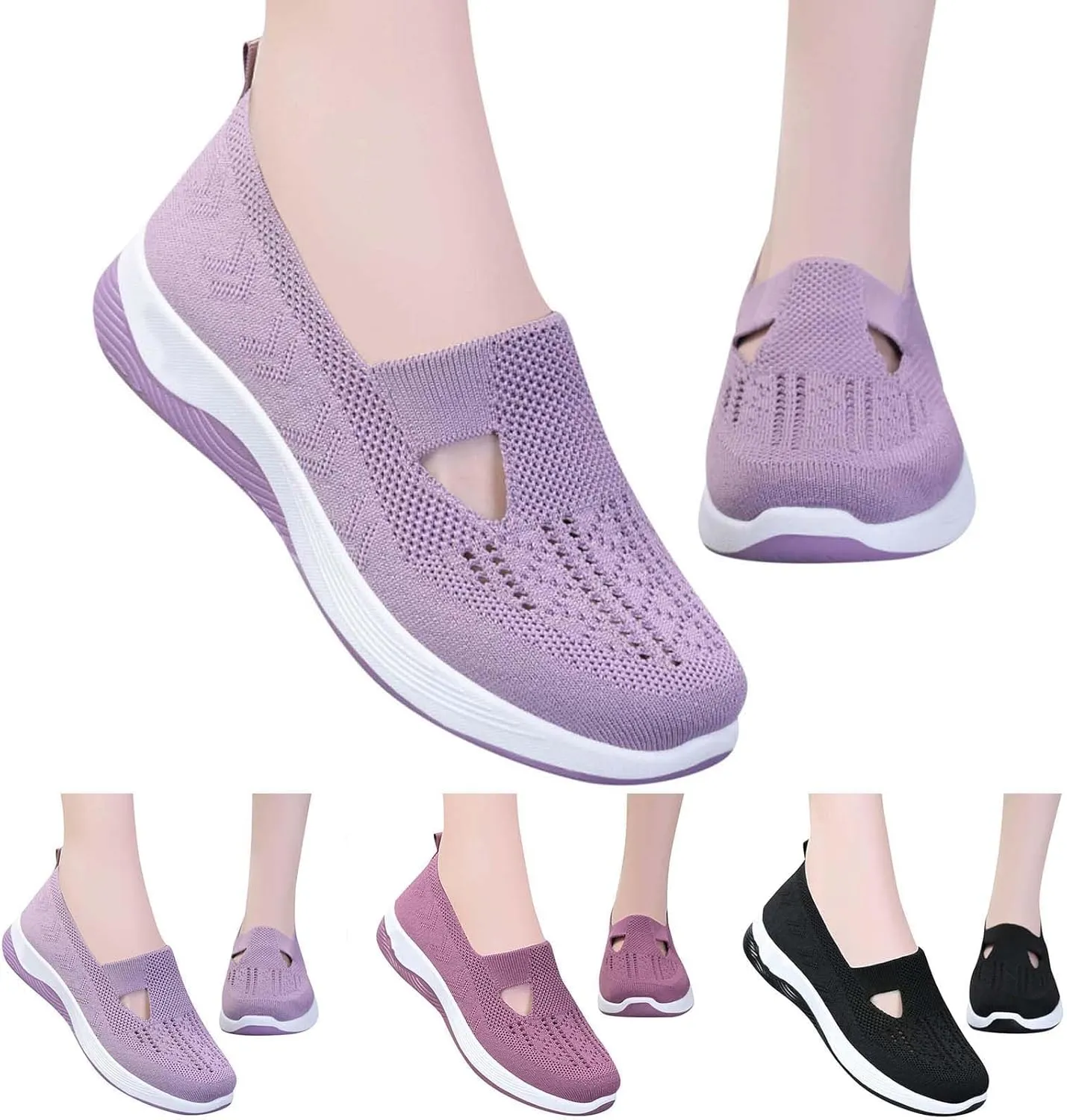 Orthawolkway Womens Shoes,Orthopedic Shoes for Women,Women Wide Width Breathable Walking Comfortable Slip on Sneakers