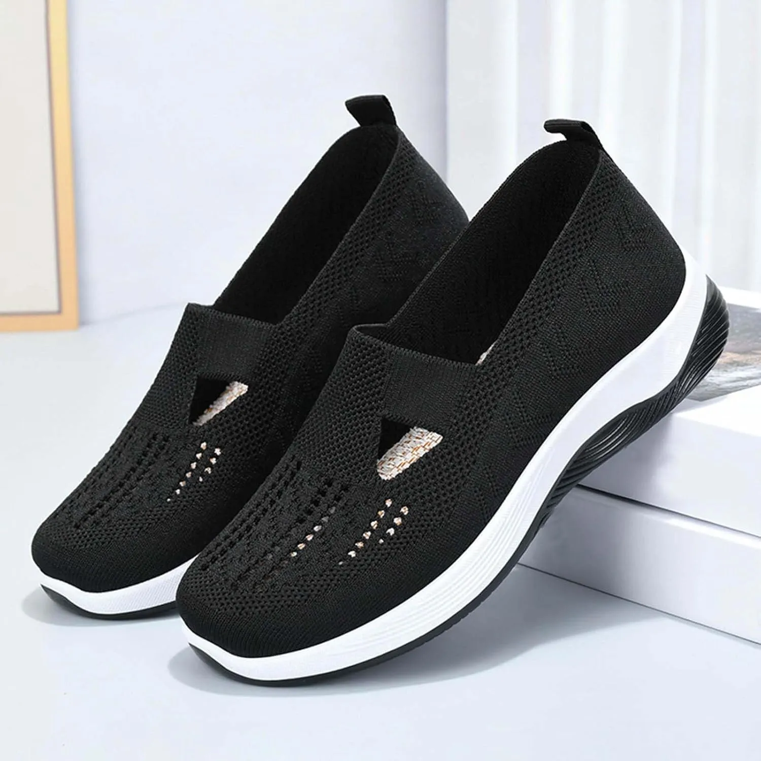 Orthawolkway Womens Shoes,Orthopedic Shoes for Women,Women Wide Width Breathable Walking Comfortable Slip on Sneakers