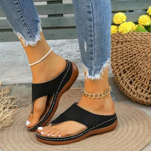 Orthopedic Sandals for Women Wide Width Comfort Orthotic Flip Flops with Arch Support Wedge Sandals Womens Walking Thong Sandals Fashion Slip on Beach Sandals Platform Sandals Dressy Summer