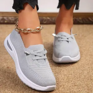 Orthopedic Shoes for Women, Women's Lightweight Slip-On Slip-On Knitted Sneakers, Comfortable Fashion Flat Walking Shoes for Women Breathable Sock Mesh Loafers Orthowalkway Womens Shoes