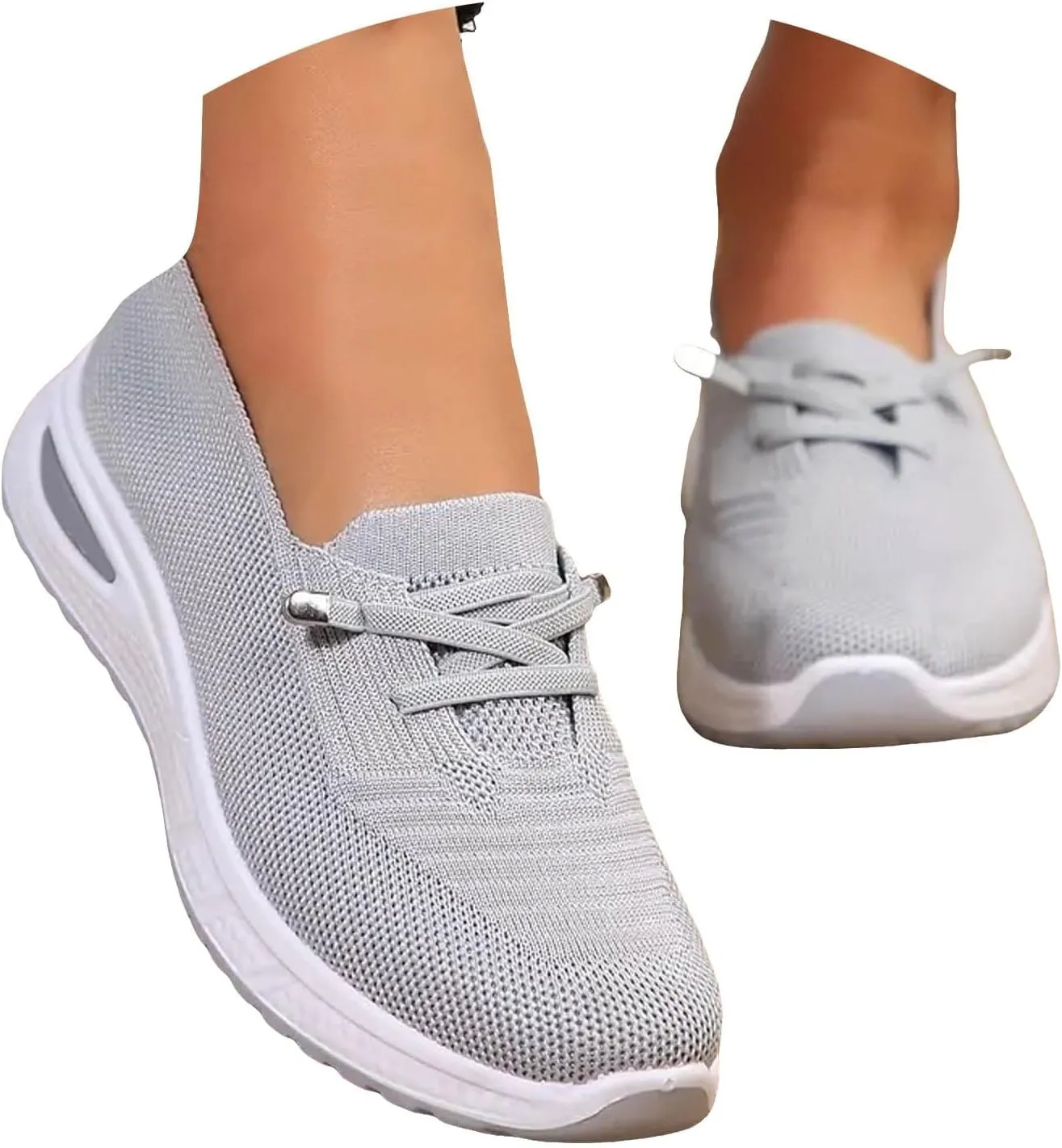 Orthopedic Shoes for Women, Women's Lightweight Slip-On Slip-On Knitted Sneakers, Comfortable Fashion Flat Walking Shoes for Women Breathable Sock Mesh Loafers Orthowalkway Womens Shoes