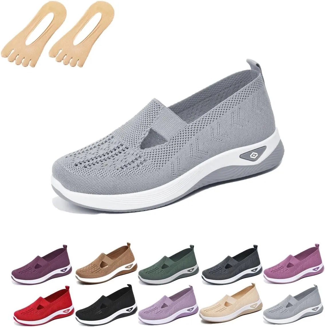 Orthoture Womens Walking Shoes for Balance,Dressy Comfort Mesh Sneakers,Woven Breathable Anti-Skid Soft Shoes