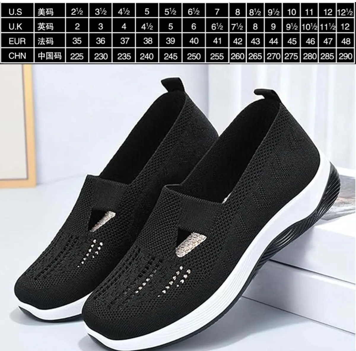 Orthoture Womens Walking Shoes for Balance,Dressy Comfort Mesh Sneakers,Woven Breathable Anti-Skid Soft Shoes