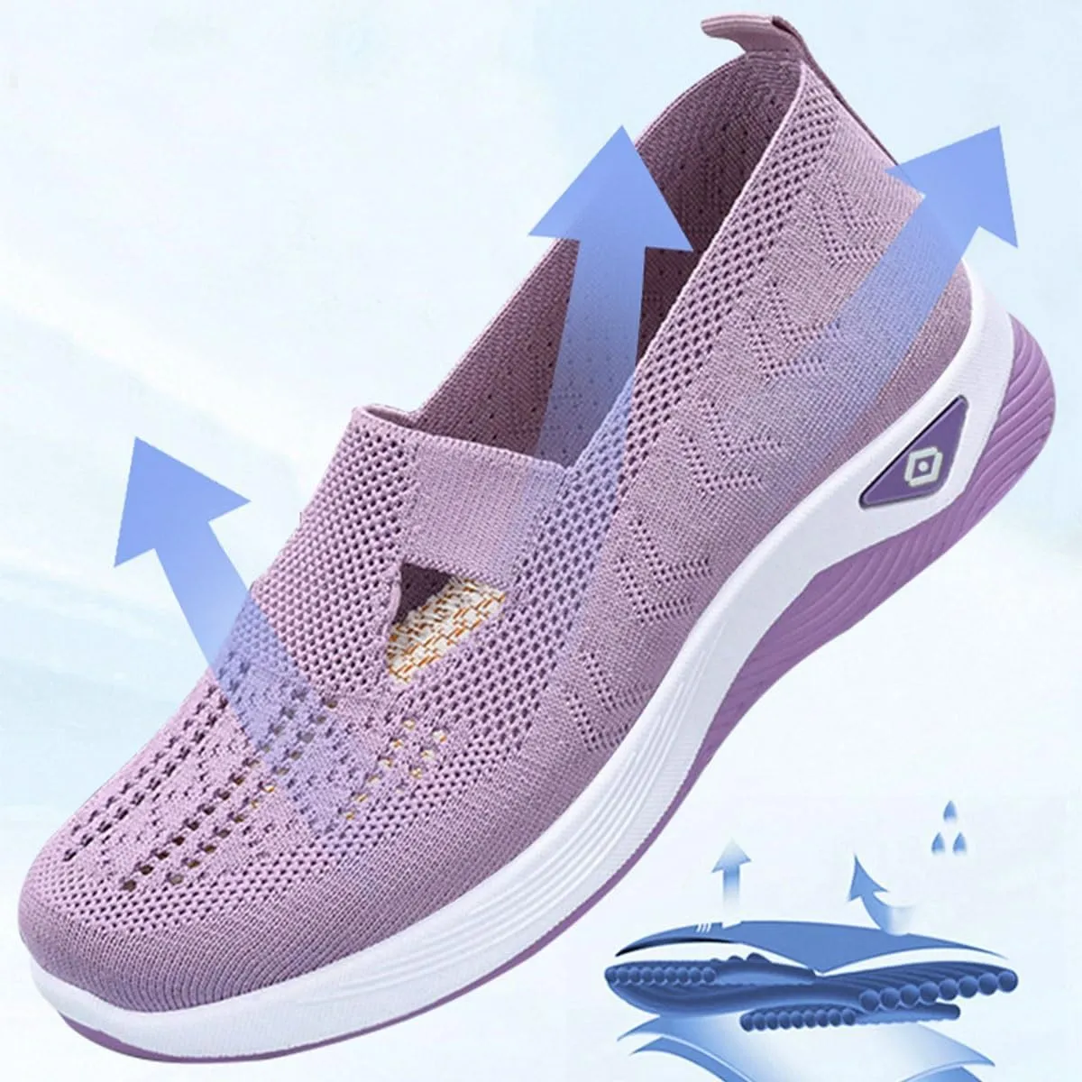 Orthoture Womens Walking Shoes for Balance,Dressy Comfort Mesh Sneakers,Woven Breathable Anti-Skid Soft Shoes