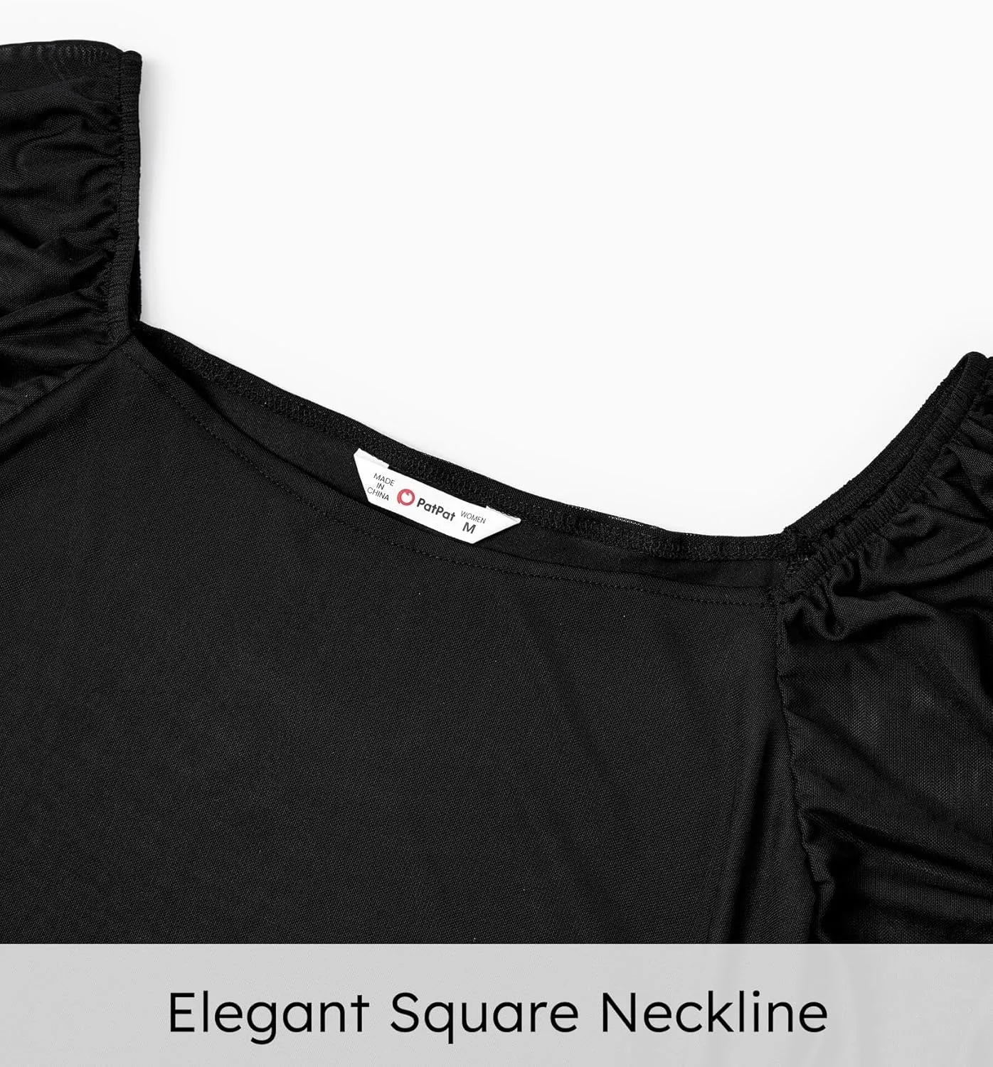 PATPAT Womens Girls Long Sleeve Square Neck Mini Dress Slim Fit Mesh Ruched Bodycon Dresses All Season Gear