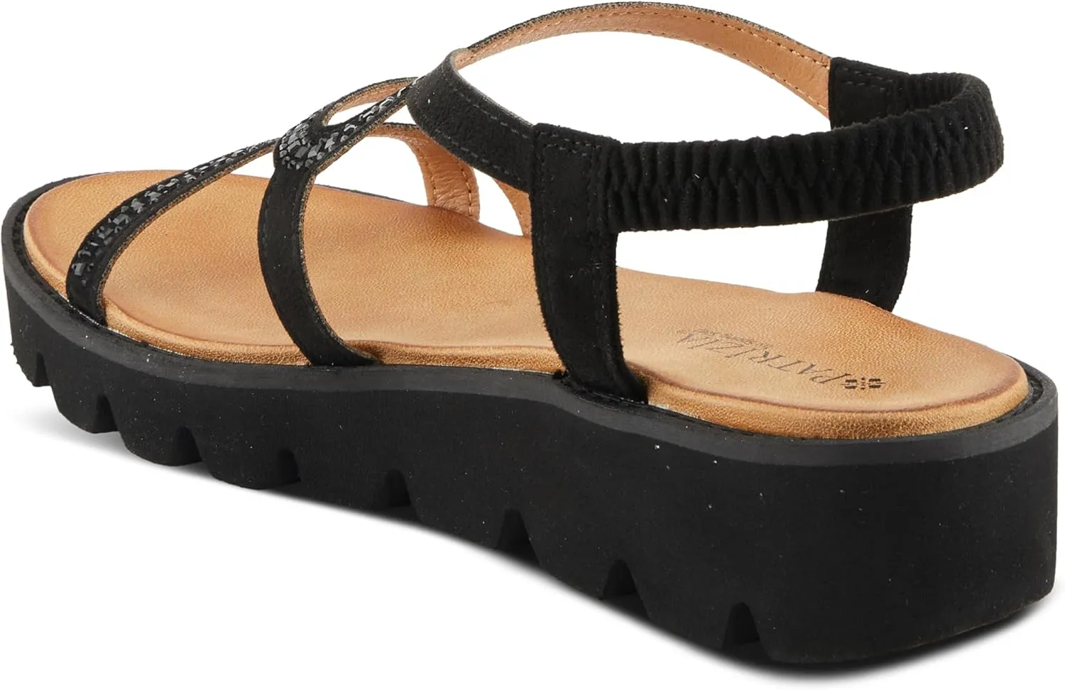 PATRIZIA Women's ZIGGED Zigzag Rhinestone Platform Stretch Back Sandals