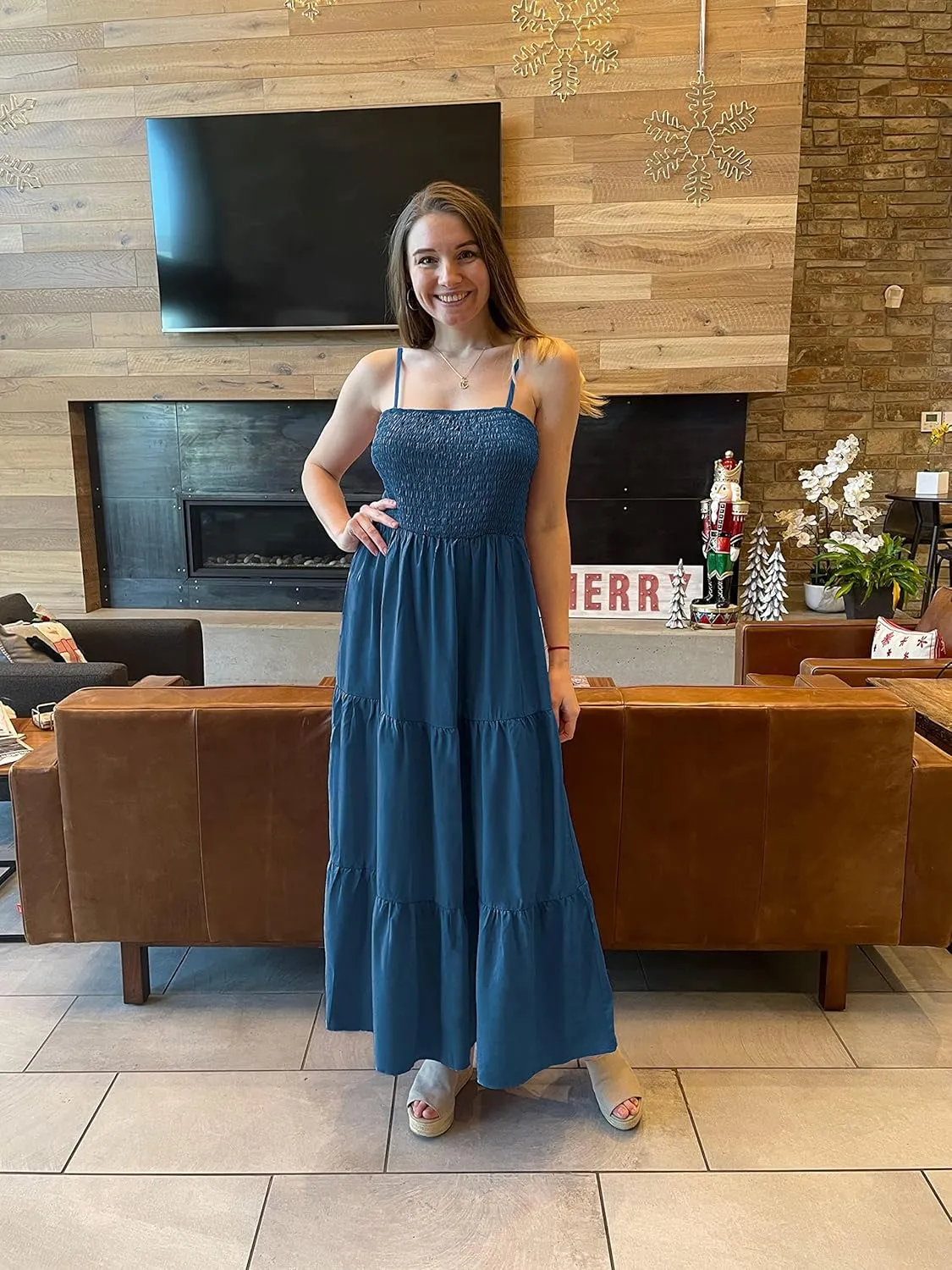PRETTYGARDEN Women's Summer Maxi Dress 2025 Casual Boho Sleeveless Spaghetti Strap Smocked Tiered Long Beach Sundresses
