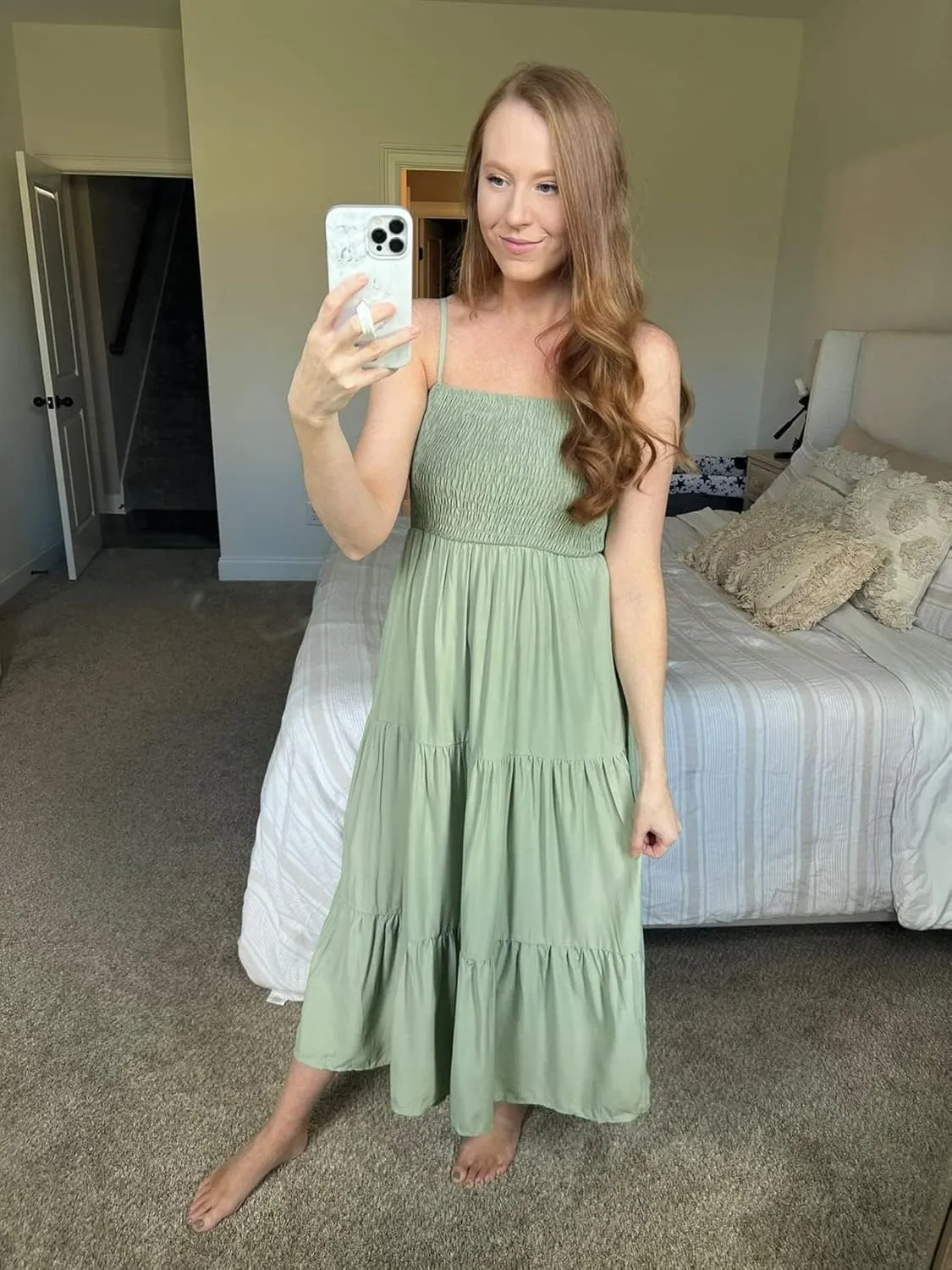 PRETTYGARDEN Women's Summer Maxi Dress 2025 Casual Boho Sleeveless Spaghetti Strap Smocked Tiered Long Beach Sundresses