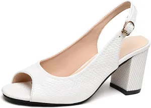 PURCHAWEE Women Peep Toe Dressy Shoes Slingback Pumps,Comfort Adjustable Ankle Strap Low Heel Sandals Chunky Heel Pumps Dressy Party Wedding Shoes