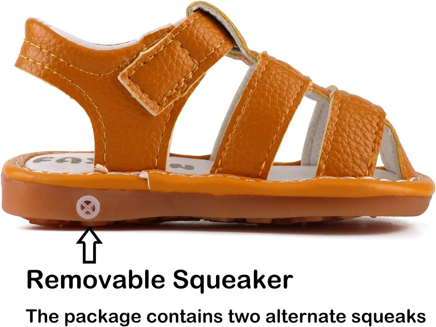 QIETION Toddler Boys & Girls Squeaky Sandals Closed-Toe Anti-Slip Rubber Sole First Walkers Shoes