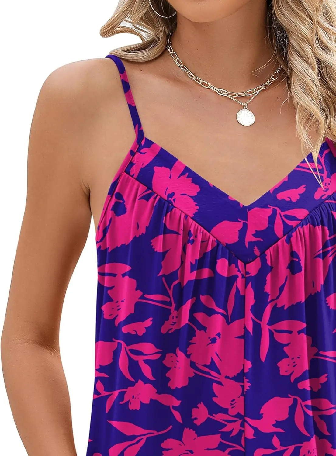 Rapbin Womens Summer Casual Sleeveless Rompers Spaghetti Strap Adjustable Loose Shorts Jumpsuit with Pockets