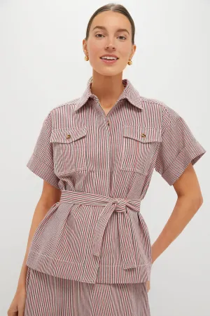 Red Stripe Belted Ava Jacket