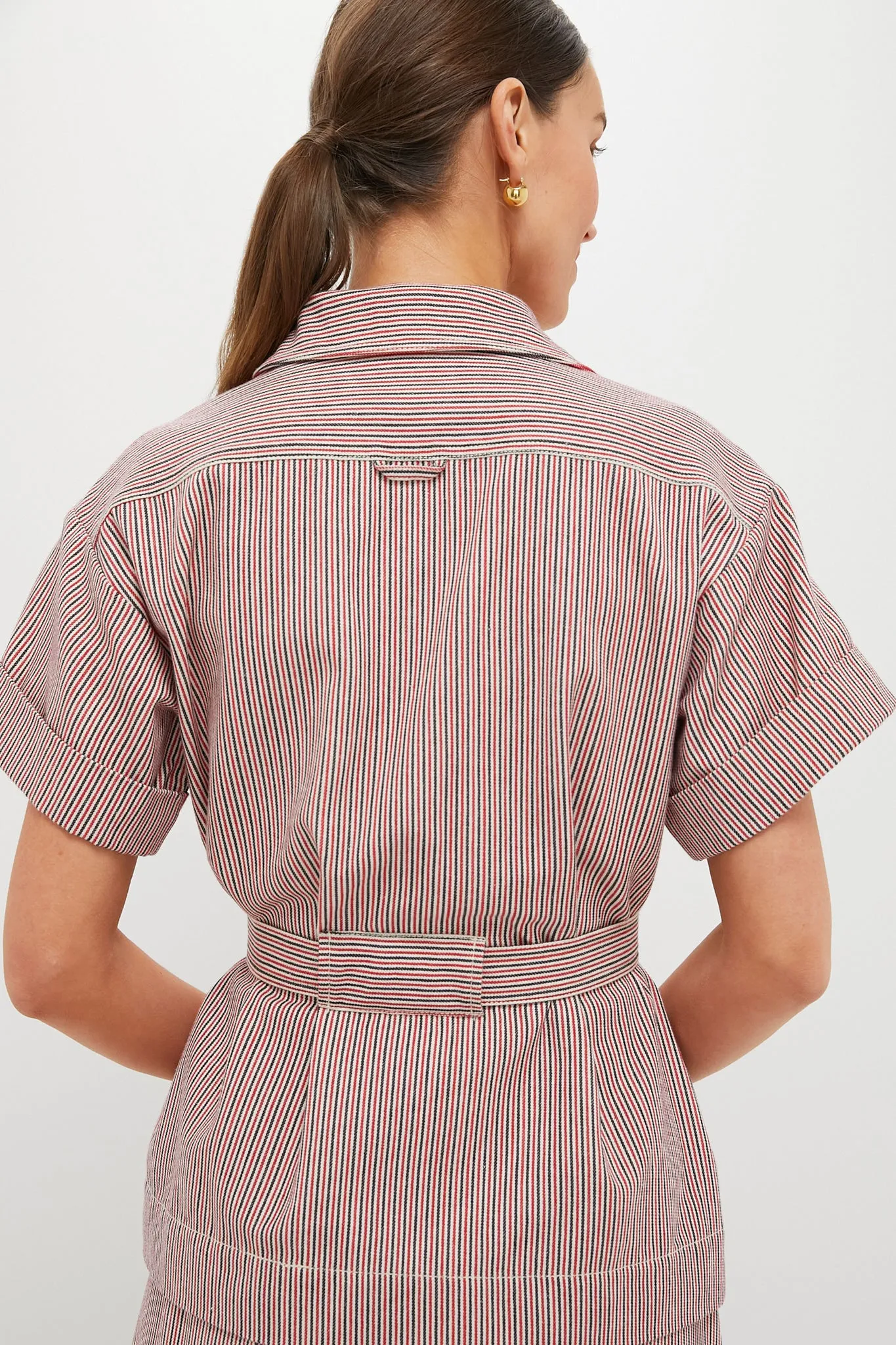 Red Stripe Belted Ava Jacket