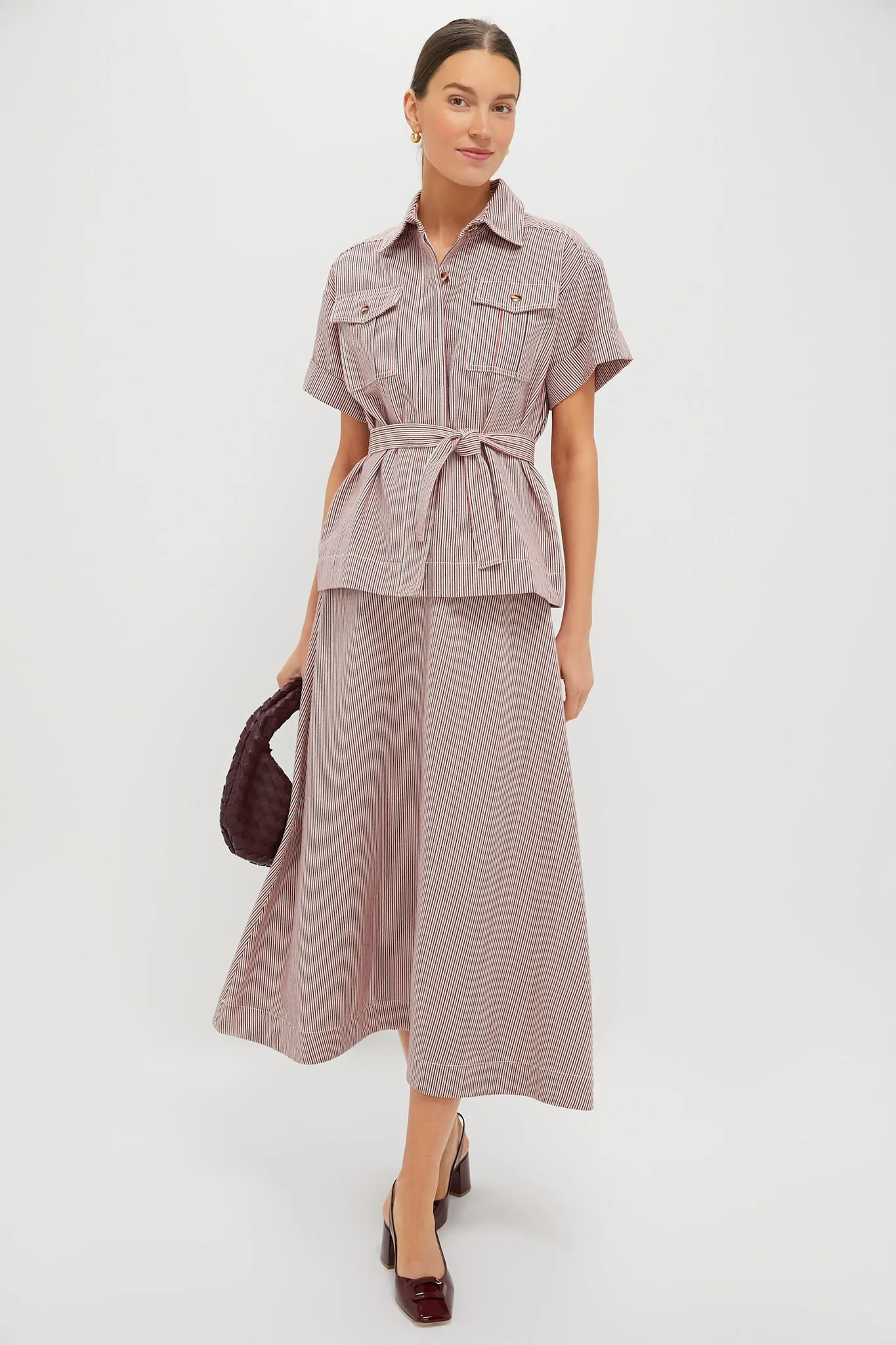 Red Stripe Belted Ava Jacket