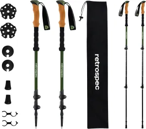 Retrospec Solstice Hiking Poles for Men & Women - Adjustable and Collapsible Lightweight Walking & Trekking Sticks - Aluminum w/Cork or Foam Grip