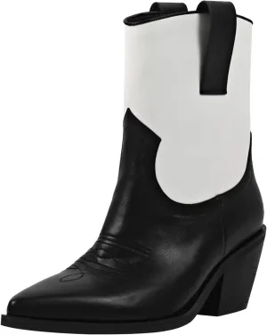 richealnini Cowboy Boots for Women Pull On Ankle Booties