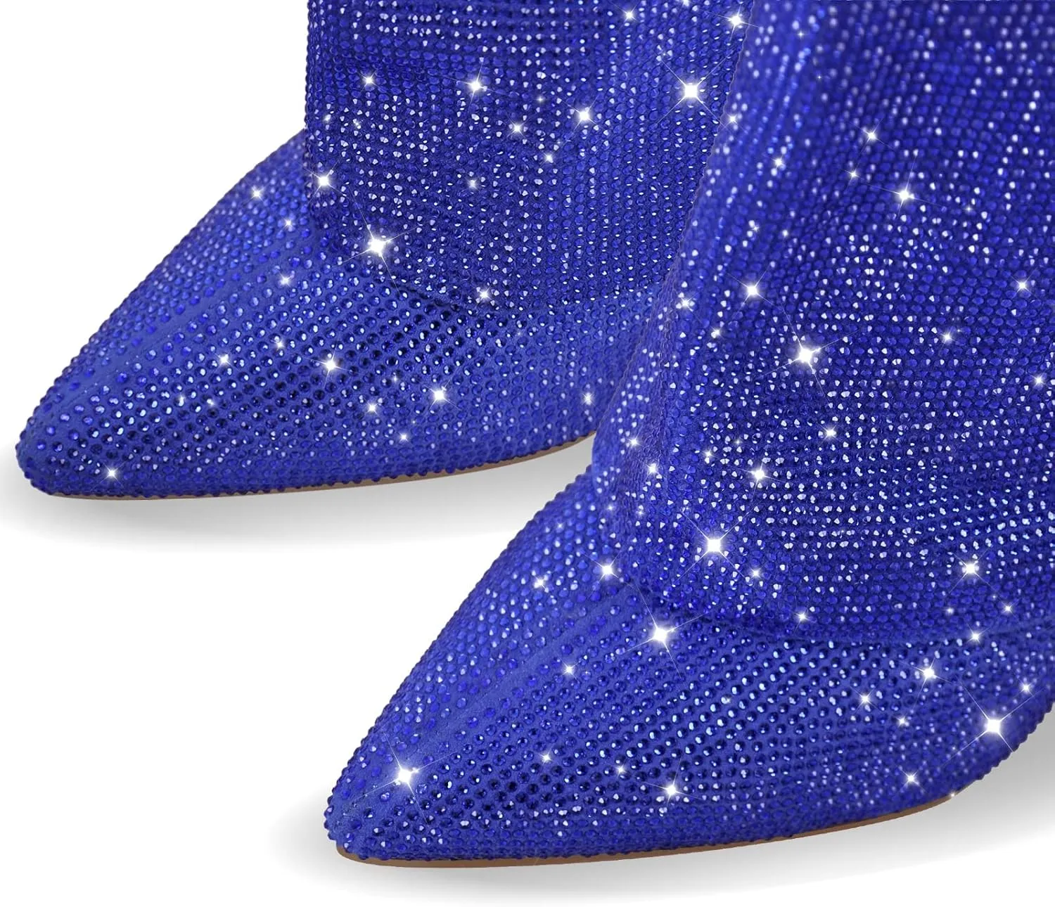 richealnini Fold Over Knee High Heel Boots for Women Pull On Block Heeled Long Booties